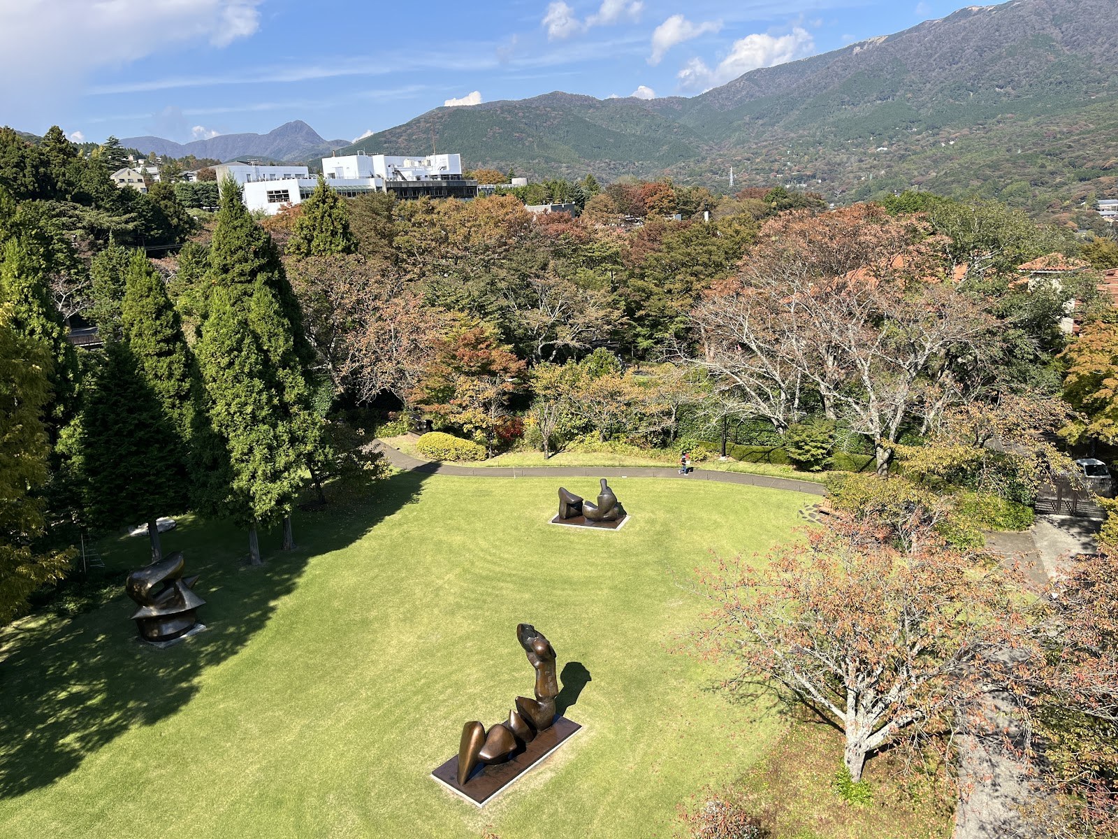 シンフォニー彫刻の塔の上から見下ろした彫刻の森の庭